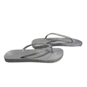 Silver flip flops Size 41 US Size‎ 10.5 New Without Tags